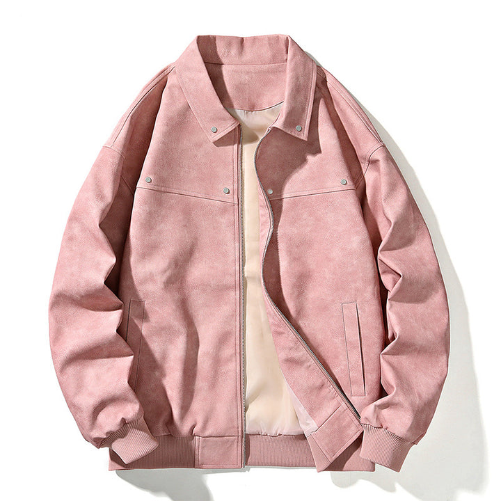 Men's Oversize Bomber Jacket in Suede Look with Zipper and Ribbed Cuffs Mune Fashion