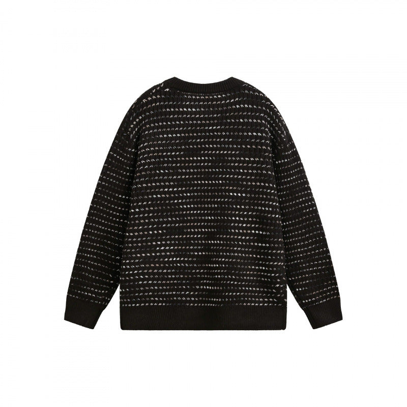 Unisex fine-knit sweater with structured striped look and round neck Mune Fashion