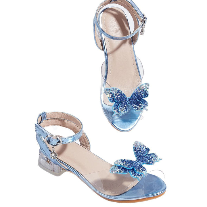 Girls Colorful Sandals with Sparkling Butterfly Appliqué Mune Fashion