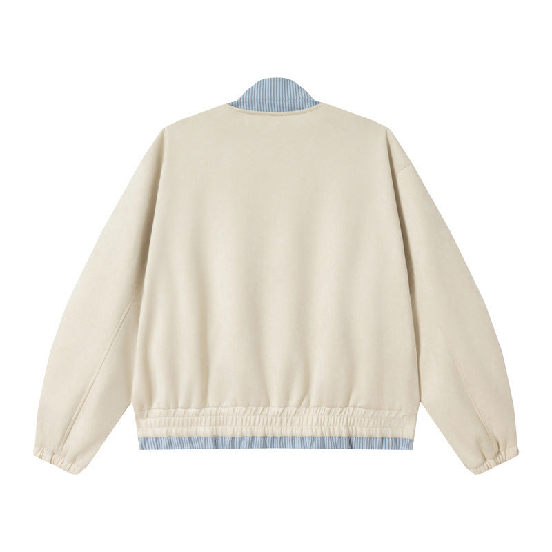 Unisex Short Cropped Boxy Blouson Jacket made of Cotton Blend with Quilted Lining and Stand-Up Collar Mune Fashion