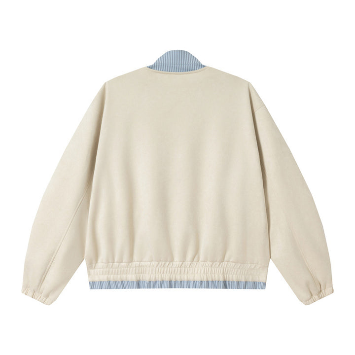 Unisex Short Cropped Boxy Blouson Jacket made of Cotton Blend with Quilted Lining and Stand-Up Collar Mune Fashion