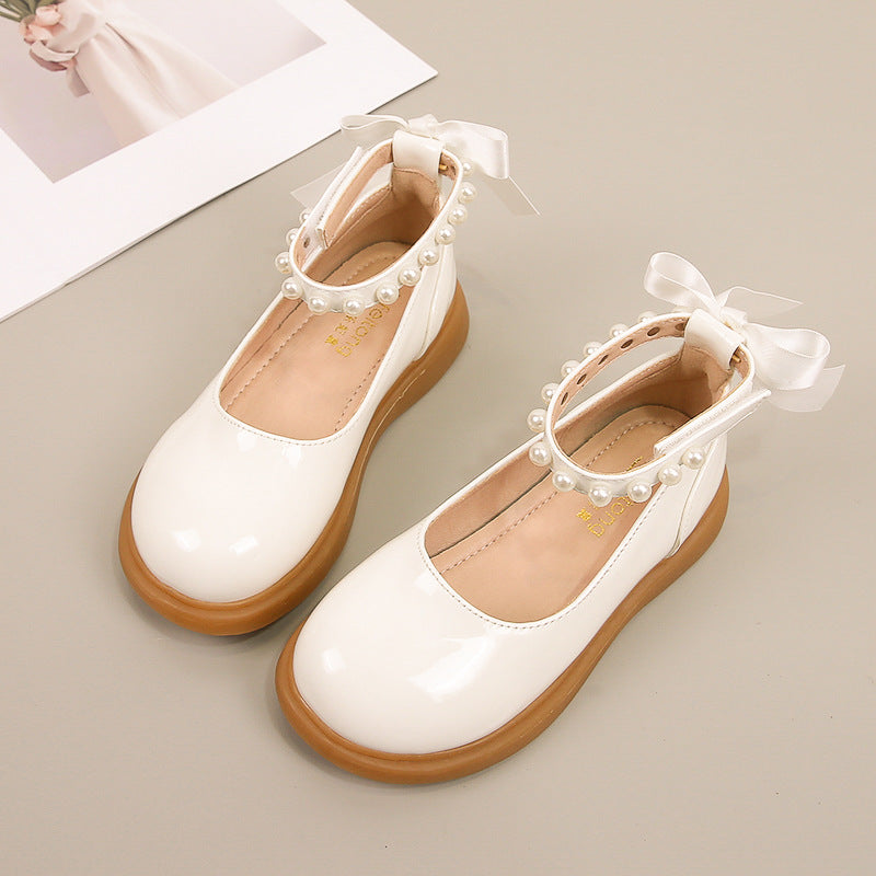 Girls' ballerina shoes with pearl and bow detail Mune Fashion