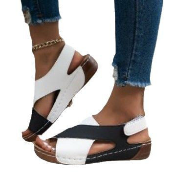 Ladies' orthopedic wedge sandals with memory foam and adjustable heel strap Mune Fashion