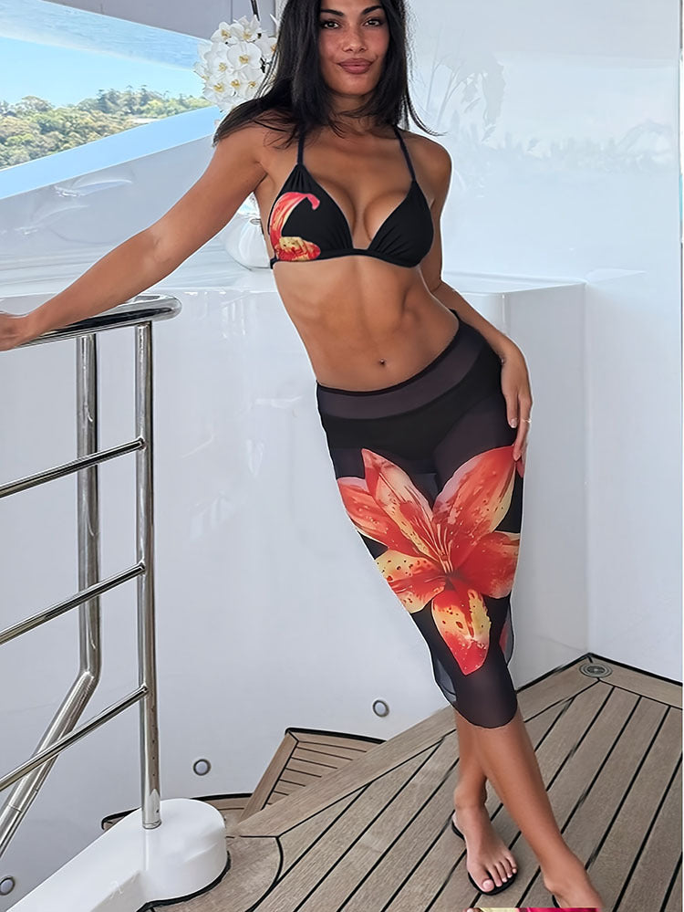 Women's bikini set with floral design and fitted skirt Mune Fashion