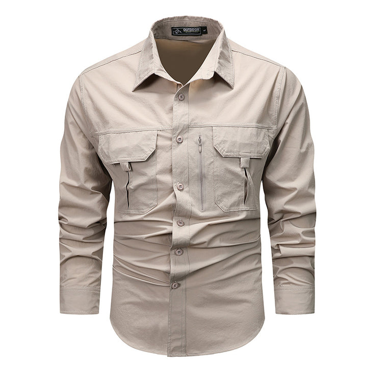 Men's robust trekking shirt with reinforced breast pockets and breathable material Mune Fashion