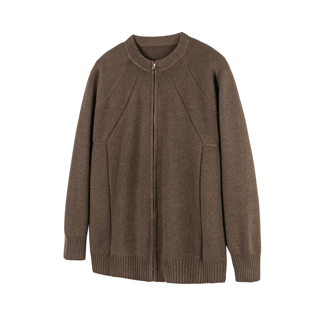 Unisex Boxy Knit Zip Jacket with Zipper and Structured Seam Mune Fashion