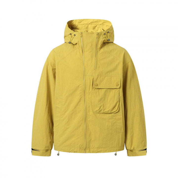 Unisex Lightweight Hooded Transition Jacket with Large Flap Pocket Detail and Drawstring Mune Fashion