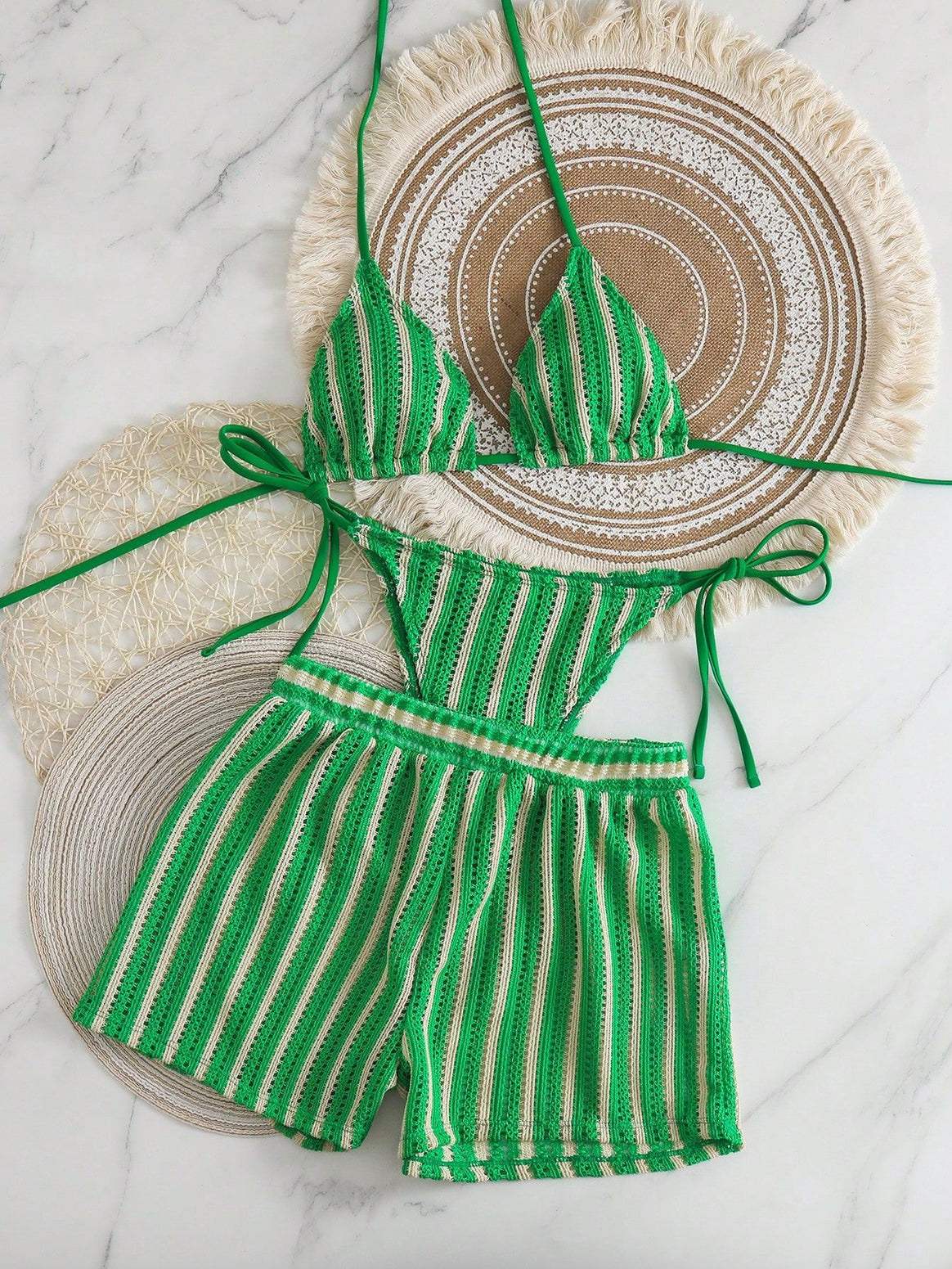 Women's bikini set with gathered top and high-waisted shorts Mune Fashion