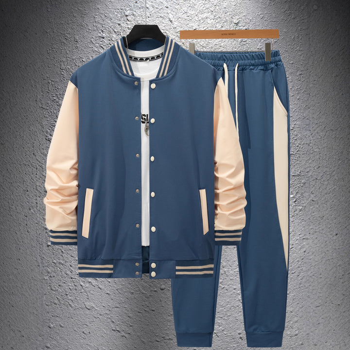 Men's College Training Suit made of cotton blend with quilted college jacket and tapered jogging pants Mune Fashion
