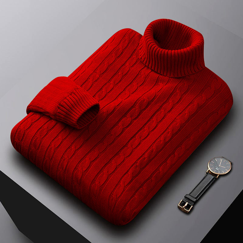 Men's chunky knitted turtleneck sweater with cable pattern and warming knit structure Mune Fashion