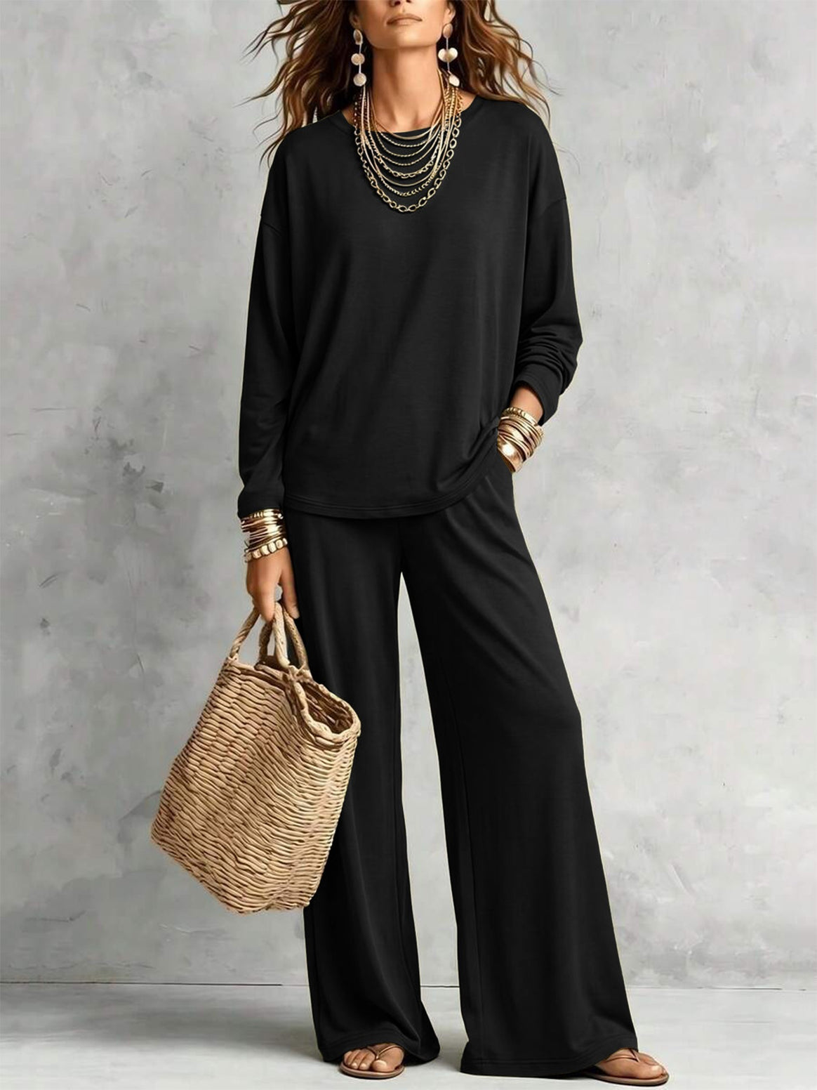 Women's loungewear set with wide waistband and oversized long sleeve shirt Mune Fashion