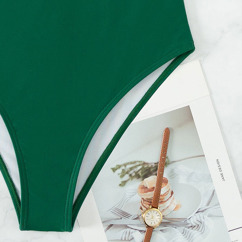Women's One-Piece Swimsuit with Adjustable Spaghetti Straps and Deep Back Cutout Mune Fashion