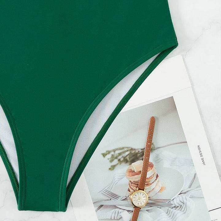 Women's One-Piece Swimsuit with Adjustable Spaghetti Straps and Deep Back Cutout Mune Fashion