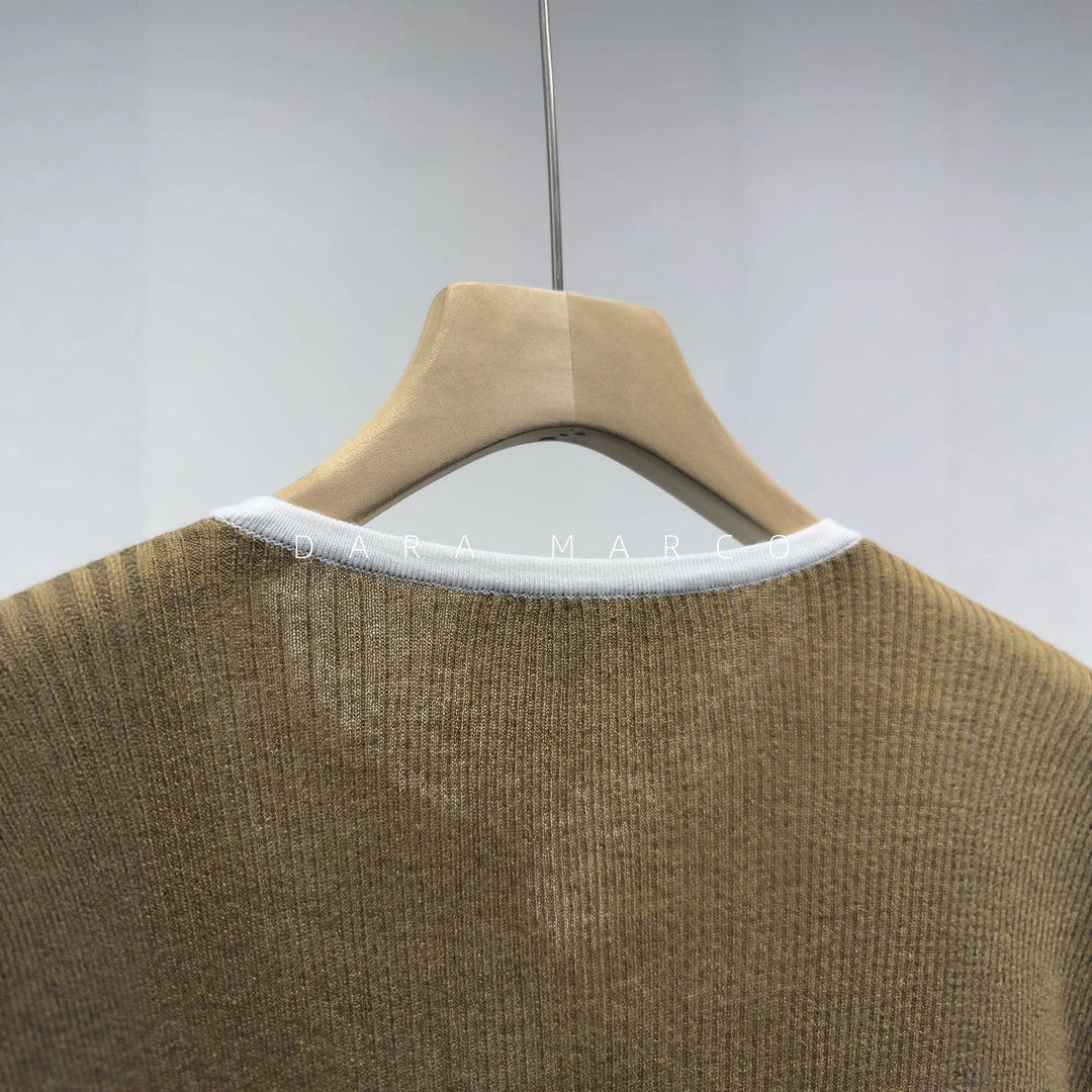 Women's Elegant Ribbed Button-Up Cardigan Mune Fashion