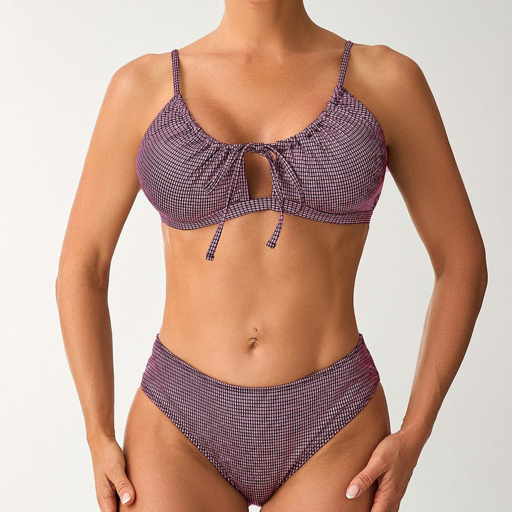 Women's High-Waisted Bikini Set with Sophisticated Lacing Details Mune Fashion