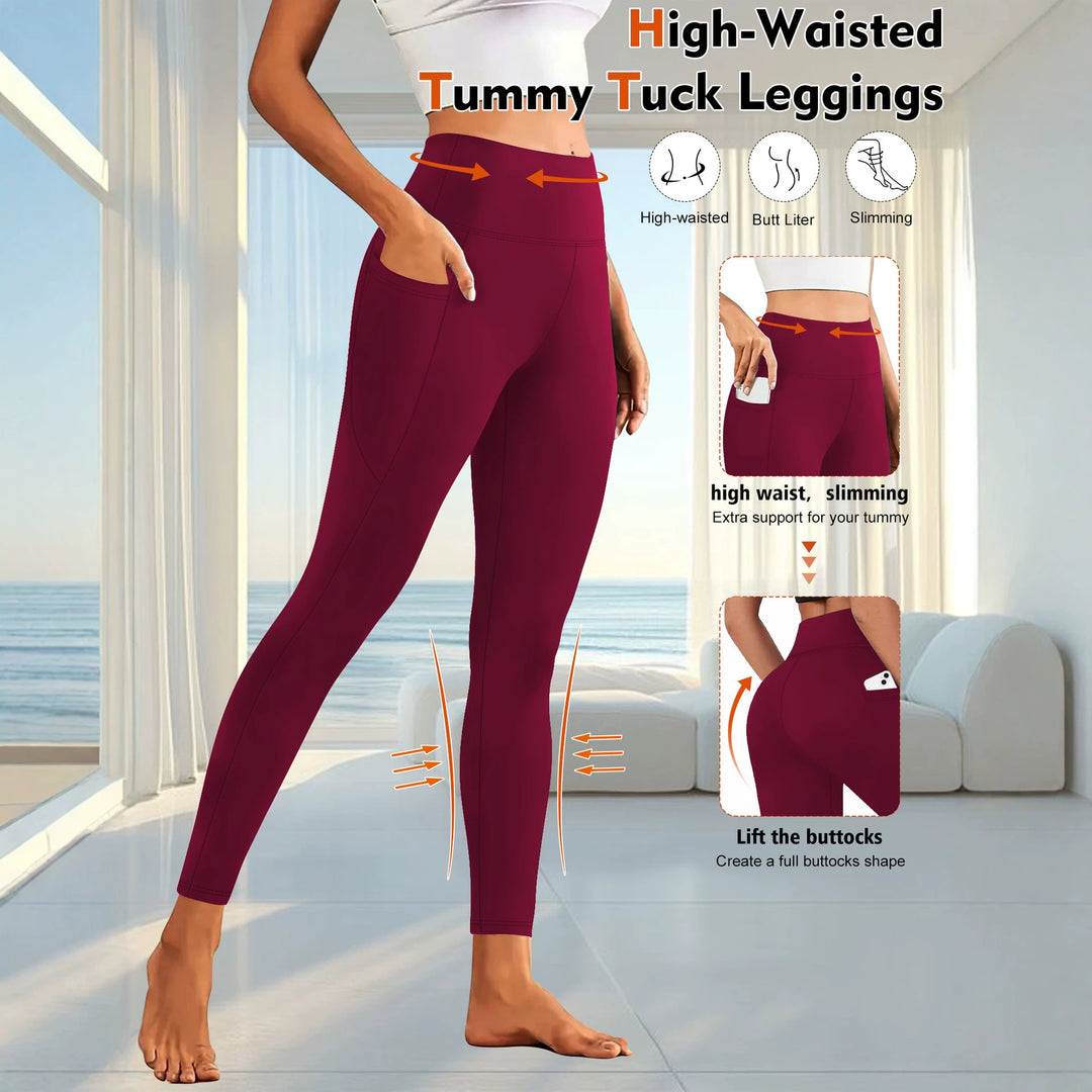 Women's High-Waist Sport Leggings with Side Phone Pocket and Shaping Compression Fabric Mune Fashion