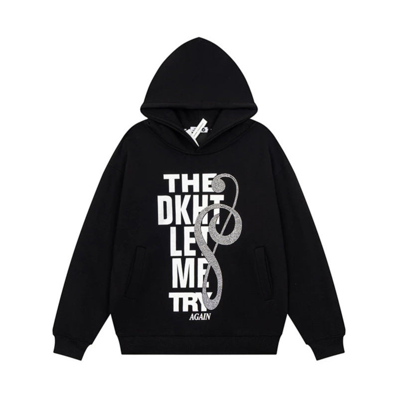 Women's hoodie with rhinestone front print, relaxed fit and side pockets Mune Fashion