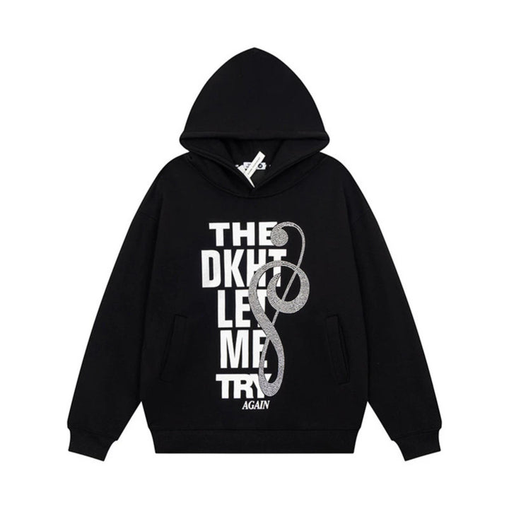 Women's hoodie with rhinestone front print, relaxed fit and side pockets Mune Fashion