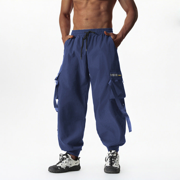 Men's Utility Cargo Jogging Pants with Drawstring, Leg Straps & Multiple Pockets Mune Fashion