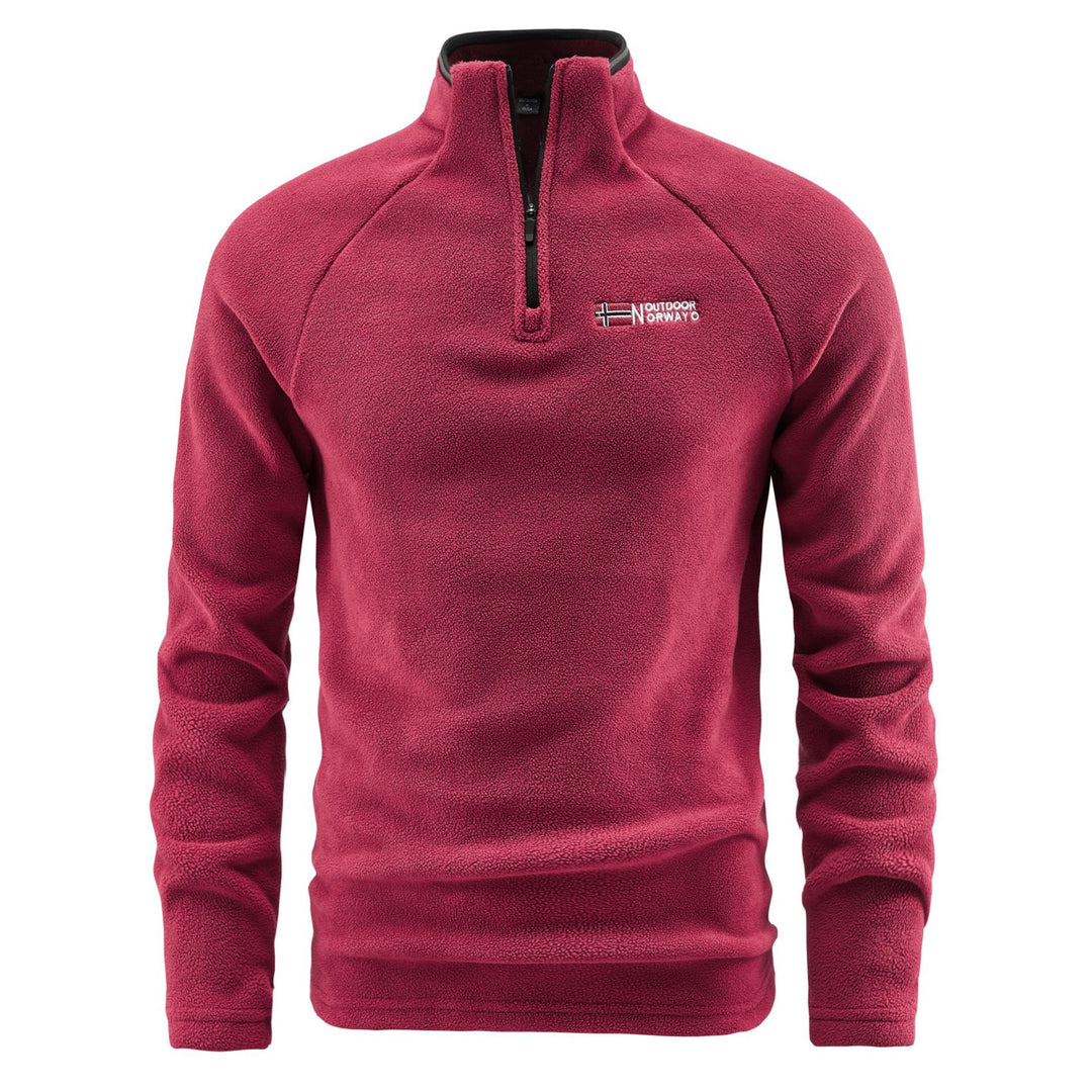 Men's fleece pullover with half zipper and high stand-up collar Mune Fashion