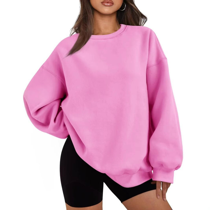 Women Oversized Sweatshirt with Round Neck, extra soft French Terry and dropped Shoulder Mune Fashion
