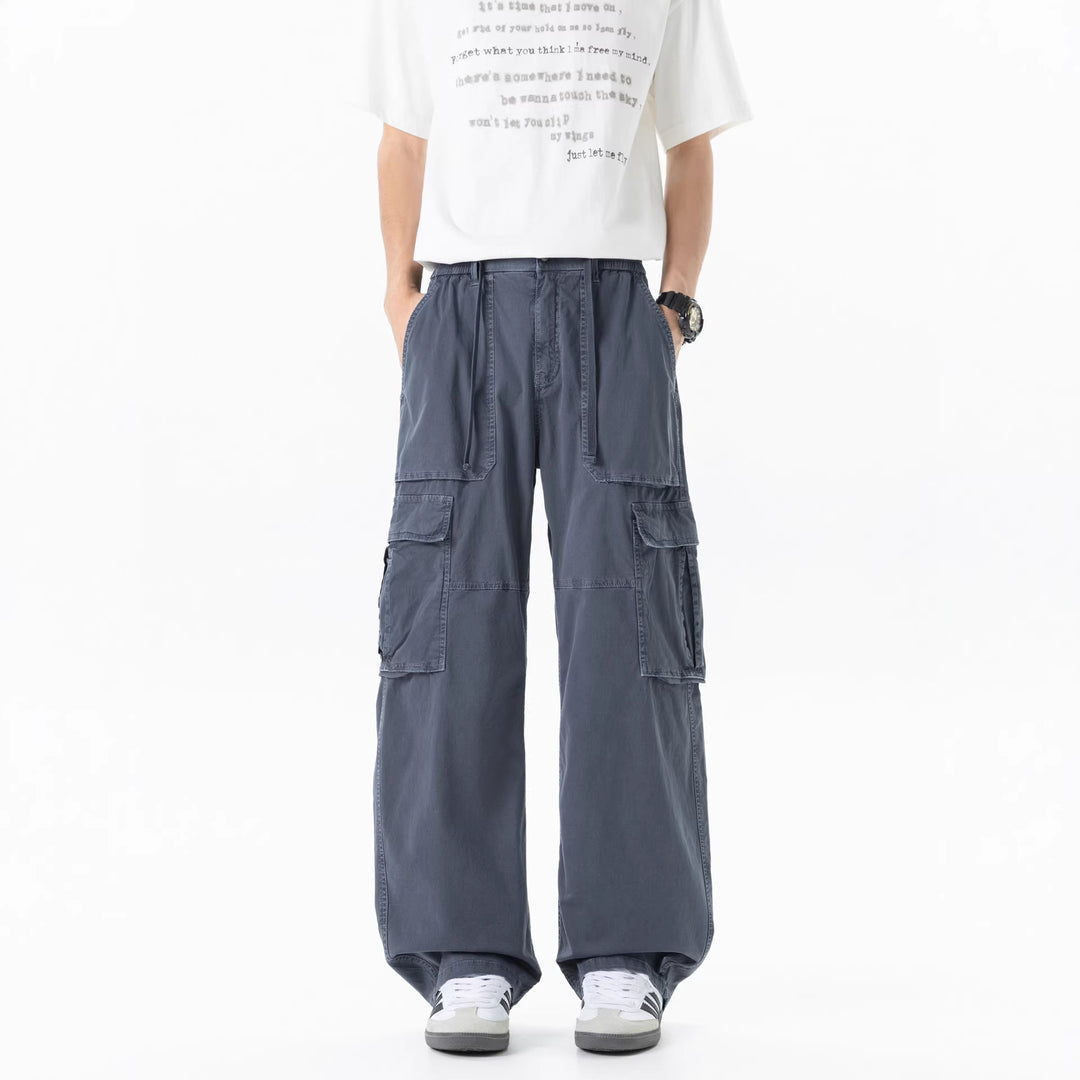 Herren Extraweite Utility-Cargo-Hose im Baggy‑Cut mit elastischem Bund und Mehrfachklappentaschen Mune Fashion