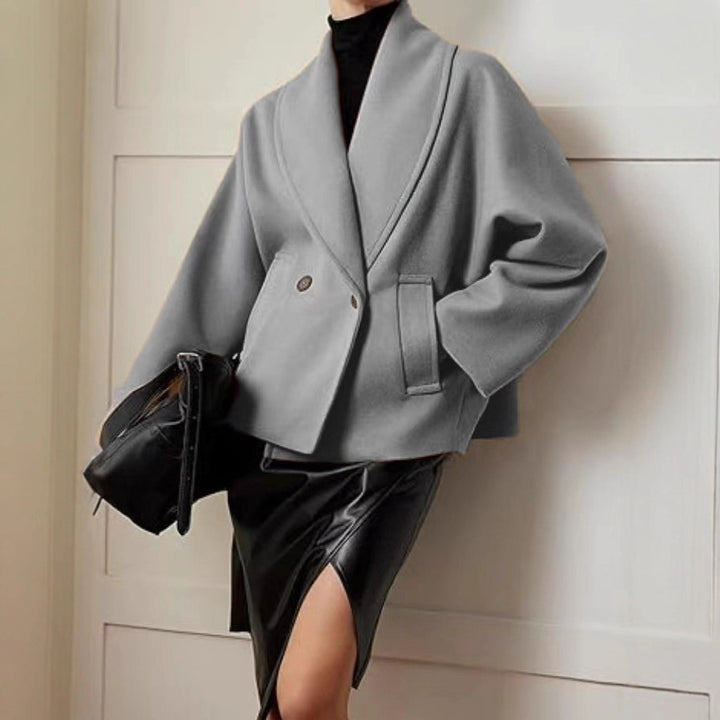 Women's oversized teddy jacket with large shawl collar and single-button closure Mune Fashion