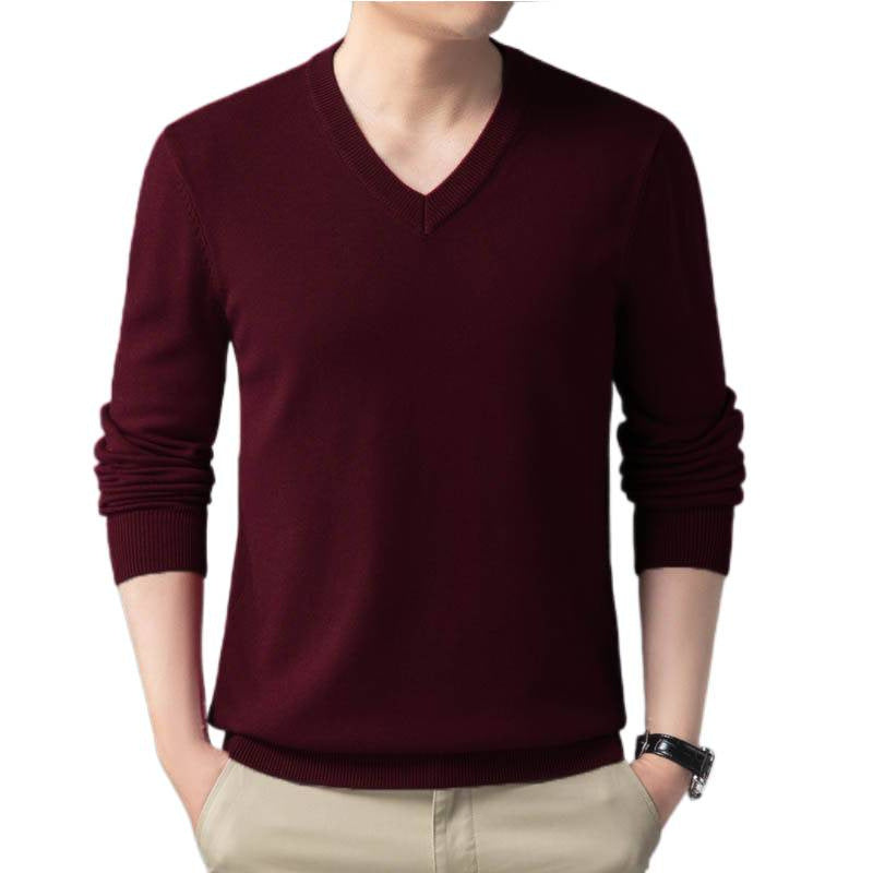 Men's Fine V-Neck Fine Knit Pullover in Slim Fit Mune Fashion