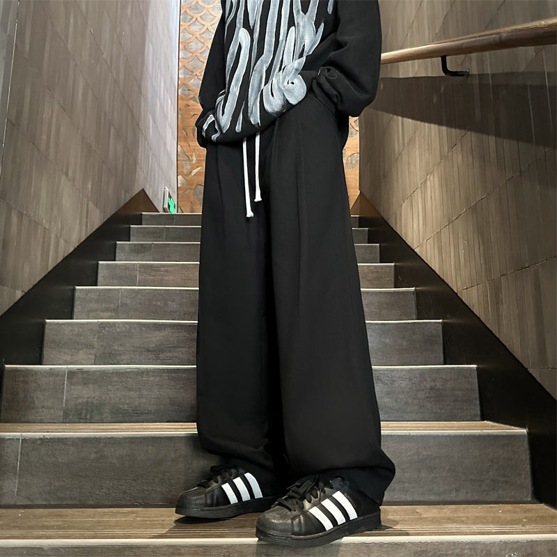 Men Wide-Cut Palazzo Lounge Pants with Drawstring, High Waist and Flowing Cotton Blend Mune Fashion