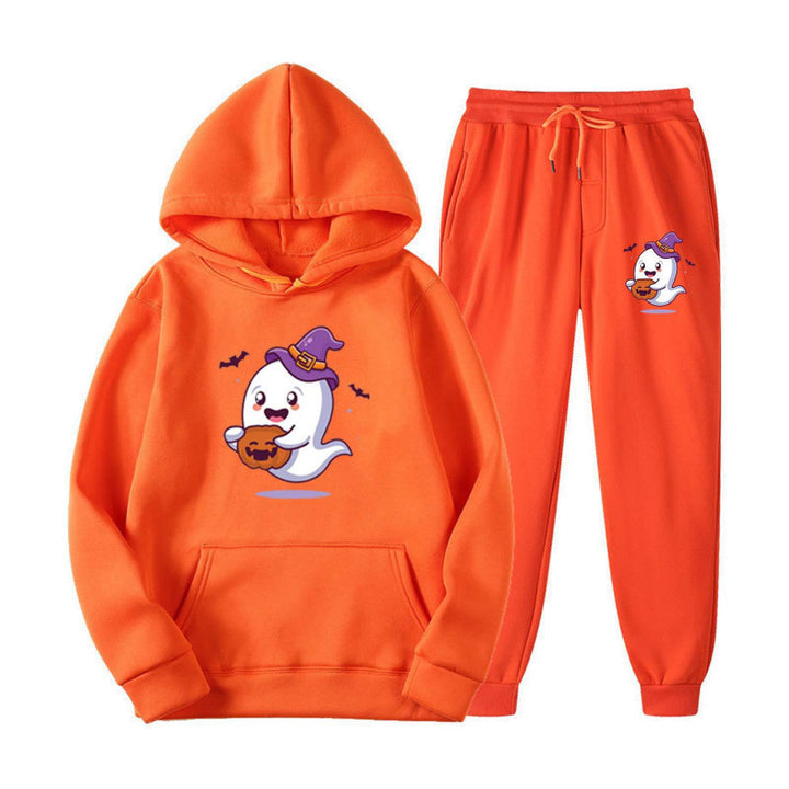 Unisex nan cozy hoodie and jogging pants set with Halloween ghost print Mune Fashion