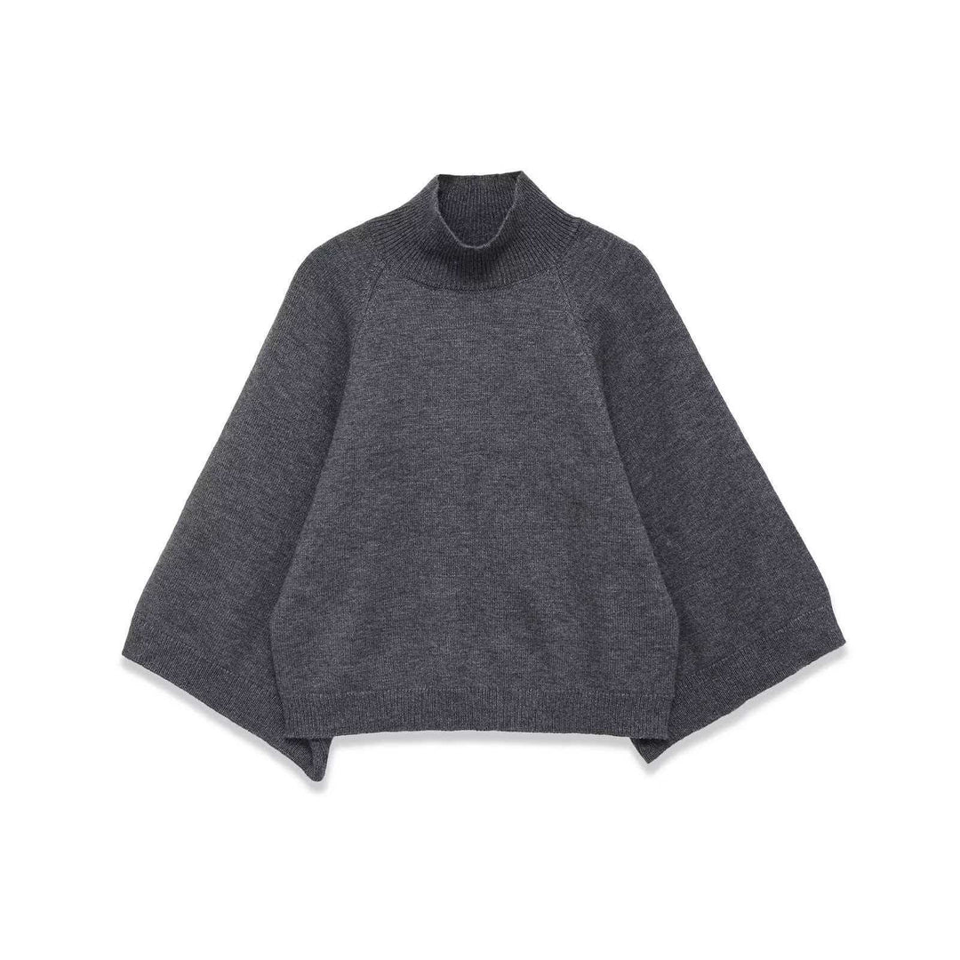 Women's nan kastiger turtleneck poncho sweater with raglan sleeves and elastic hem cuff Mune Fashion