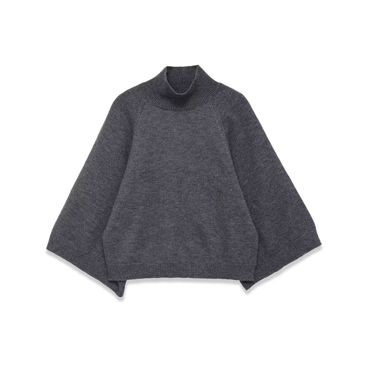 Women's nan kastiger turtleneck poncho sweater with raglan sleeves and elastic hem cuff Mune Fashion