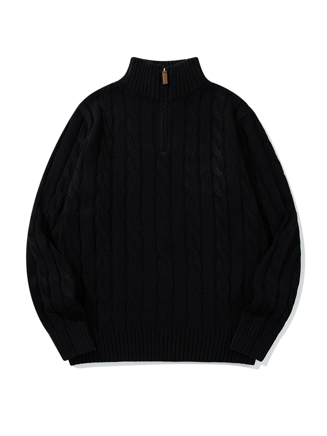 Unisex cable knit half-zip sweater with high ribbed collar and oversized fit Mune Fashion