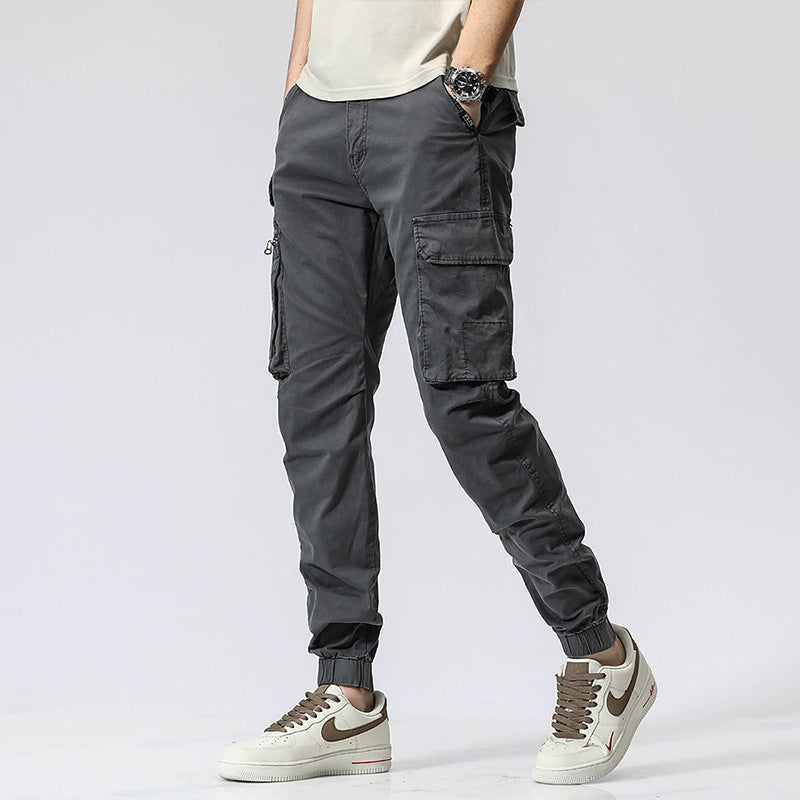 Herren Freizeits-Utility-Cargohose im Joggerstil mit teil-elastischem Bund und multifunktionalen Frontklappen Mune Fashion