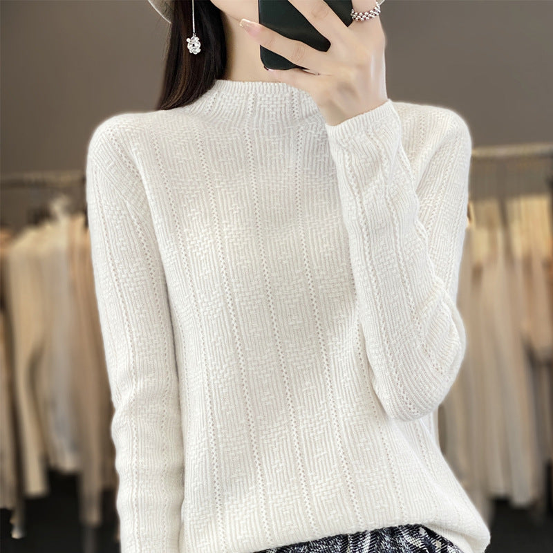 Women's Structured Mockneck Sweater Made of Cashmere-like Wool Blend Mune Fashion