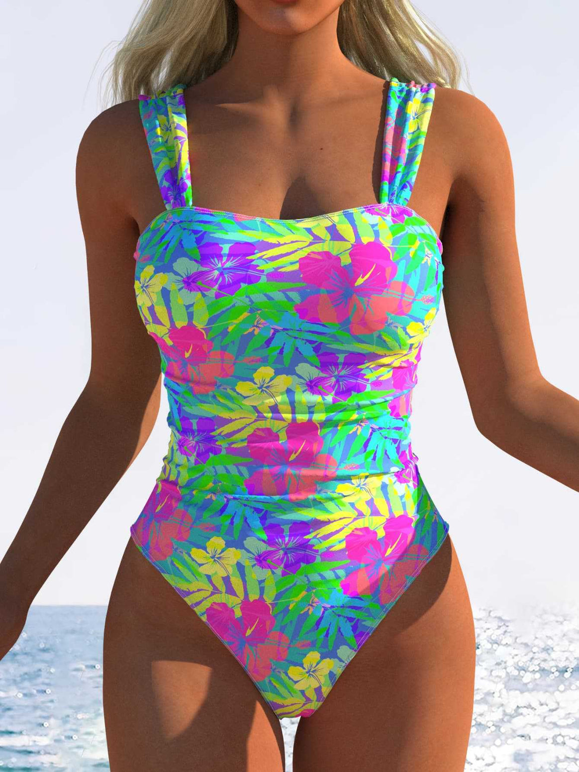 Ladies one-piece swimsuit with innovative animal print and high leg cut Mune Fashion