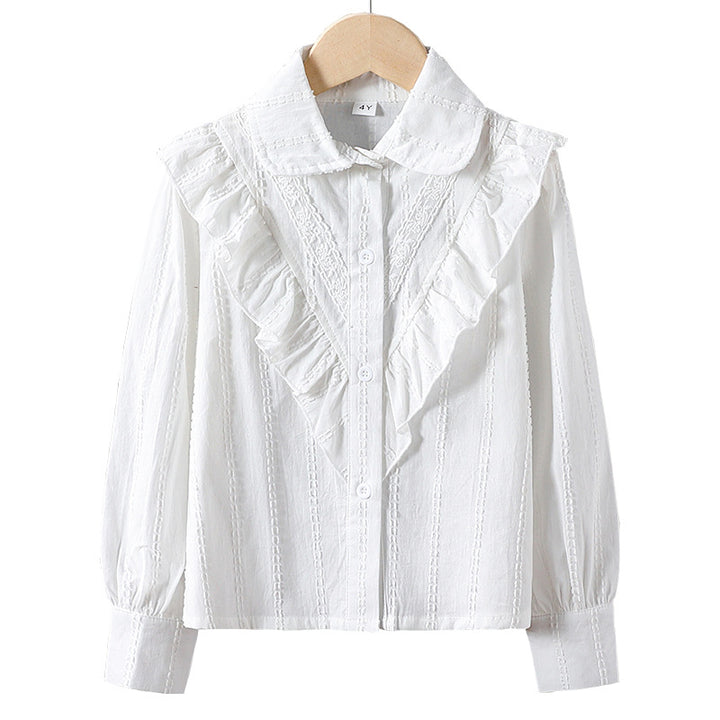 Women’s blouse with ruffle details and fine embroidery Mune Fashion