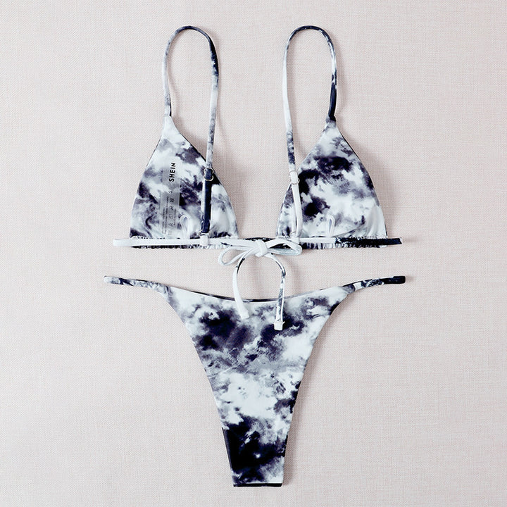 Women's Triangle Bikini with adjustable straps and stylish tie-dye pattern Mune Fashion