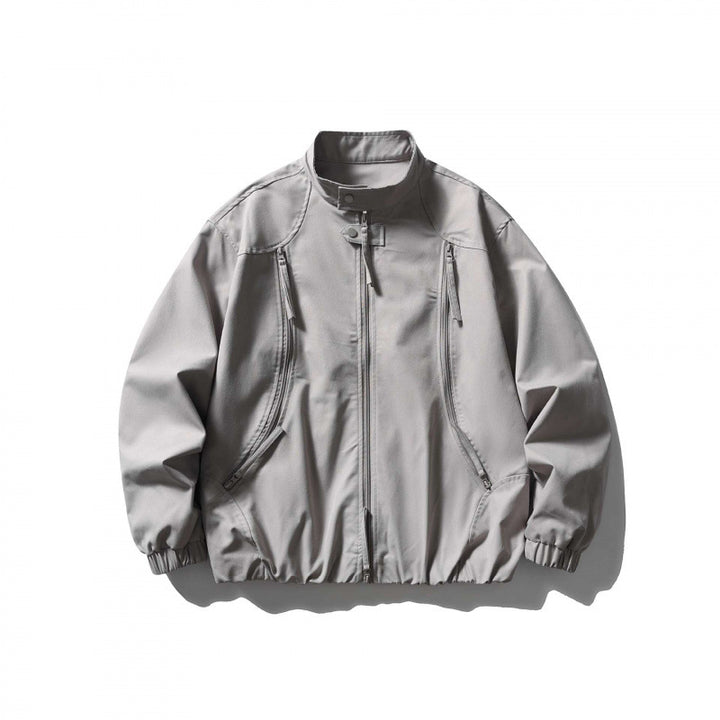 Unisex Oversize lightweight bomber jacket with stand-up collar, zipper, and elastic hem Mune Fashion
