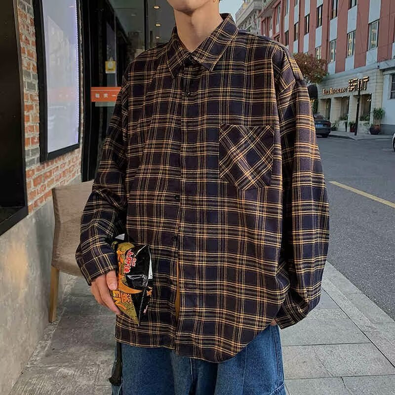 Women Casual Checkered Shirt with Chest Pocket Mune Fashion