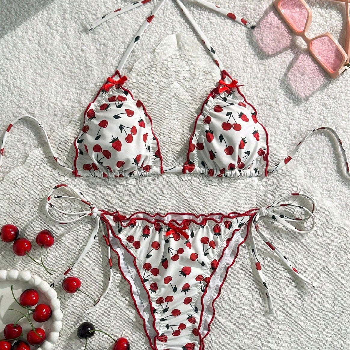 Women's bikini set with playful cherry motif and adjustable straps Mune Fashion