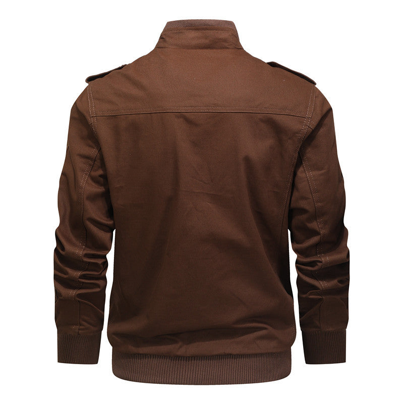 Men's Utility Field Jacket with Stand-Up Collar and Multiple Pockets Mune Fashion