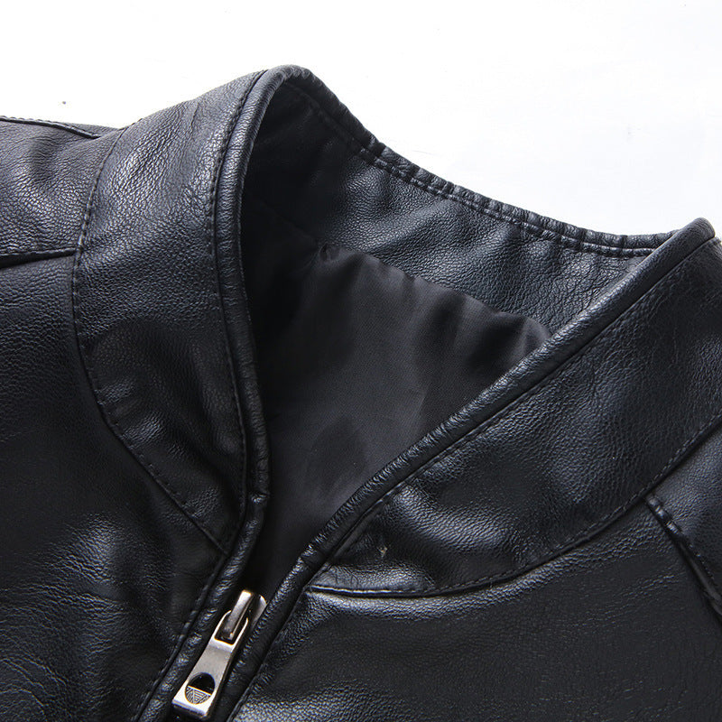 Men's Faux Leather Blouson in Slim Fit with fine texture, stand-up collar and concealed zipper Mune Fashion