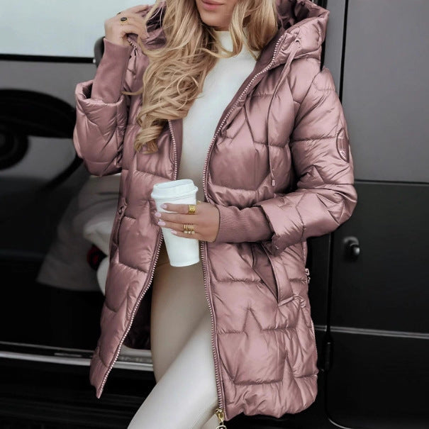 Women's quilted padded hooded jacket with tailored cut and water-repellent surface Mune Fashion