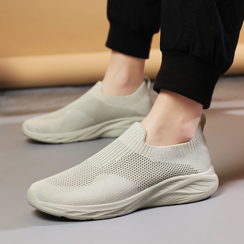 Unisex nan elastic knitted slip-on shoe with ergonomic cushioning sole and heel tab Mune Fashion