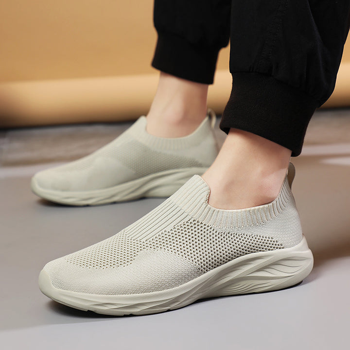 Unisex nan elastic knitted slip-on shoe with ergonomic cushioning sole and heel tab Mune Fashion