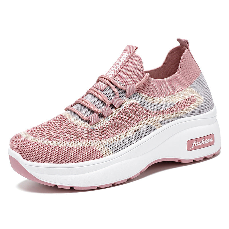 Women Sporty Sneakers with Breathable Knit Surface and Flexible Sole Mune Fashion