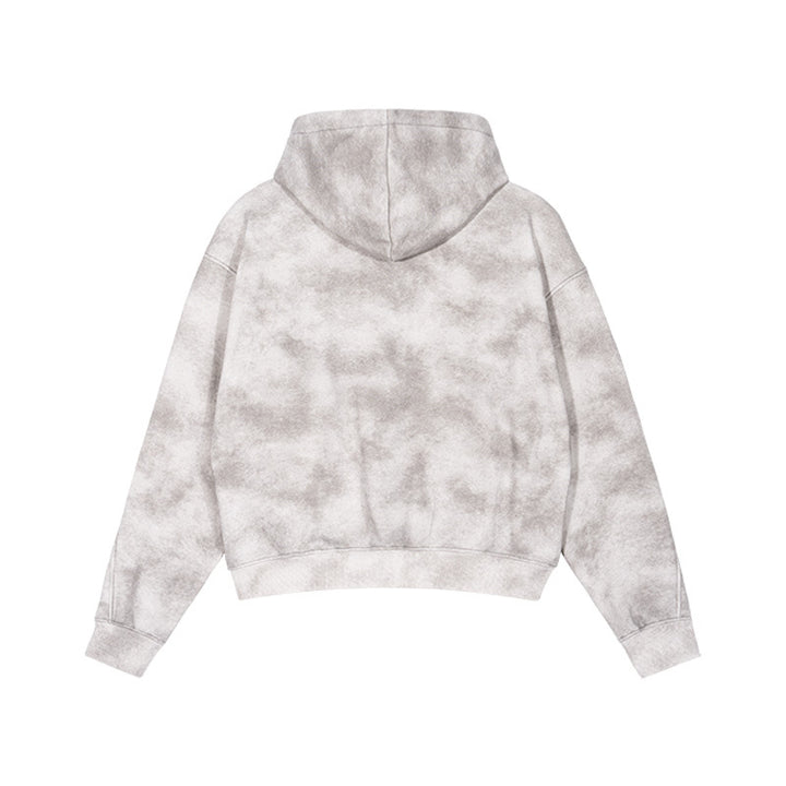 Unisex Short Cut Zip Hoodie made of French Terry with Cloud Dye Effect and Raglan Seams Mune Fashion