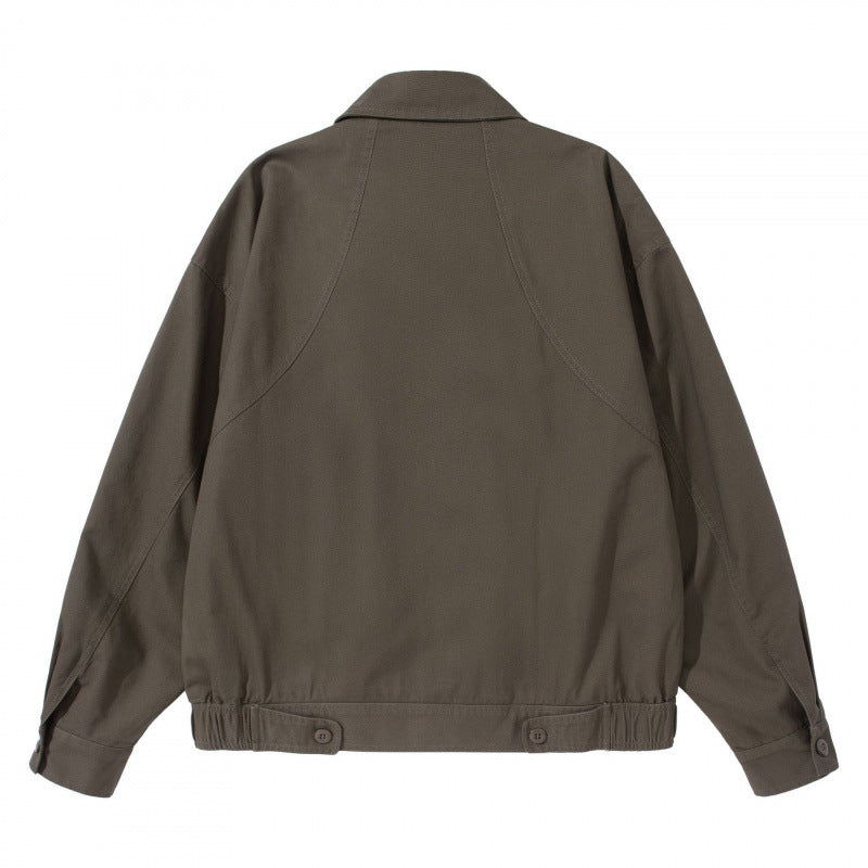 Men's Lightweight Boxy Field Jacket with Shirt Collar, Concealed Button Placket and Elastic Hem Mune Fashion