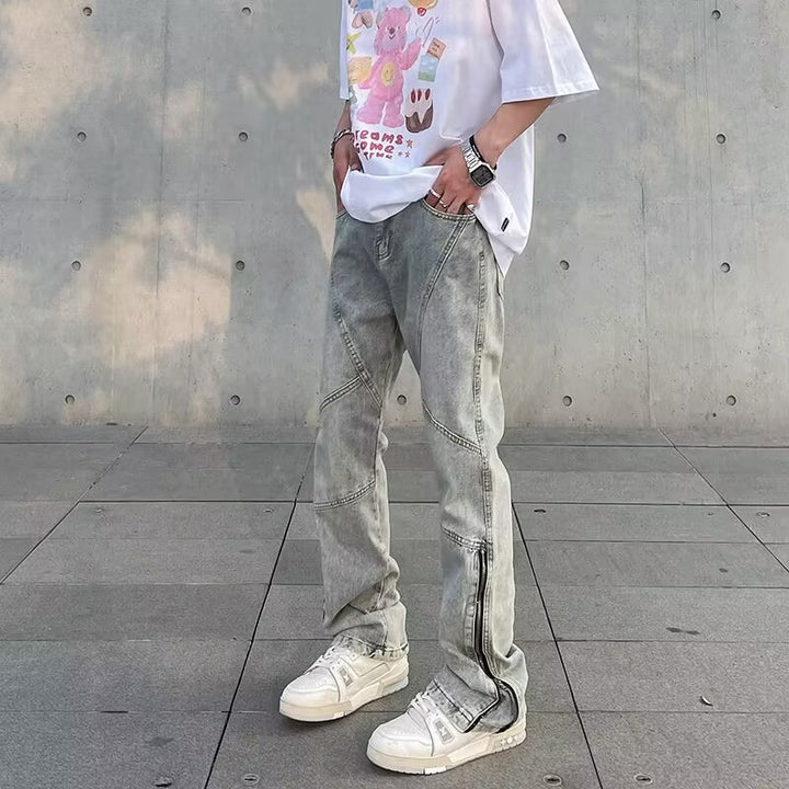 Men's Stylish Denim Jeans with Creative Zipper Details Mune Fashion
